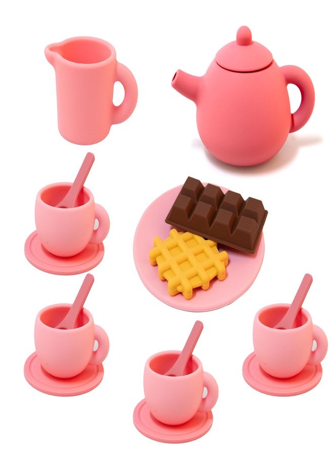 EHR Silicone Tea Set for Toddlers,Play Tea Party Set,A Cute Pink Outfit Suitable for Toddler Girl - Image 1